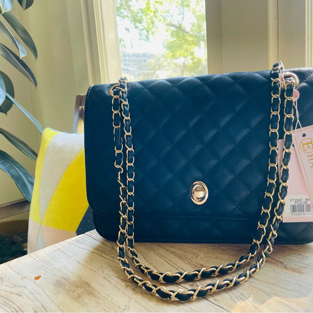 Black Quilted Chain Shoulder Bag